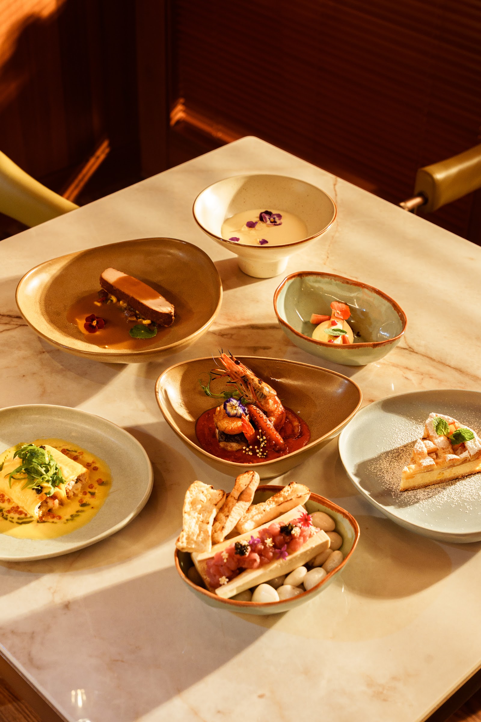 The theatrical table spread at Basilico