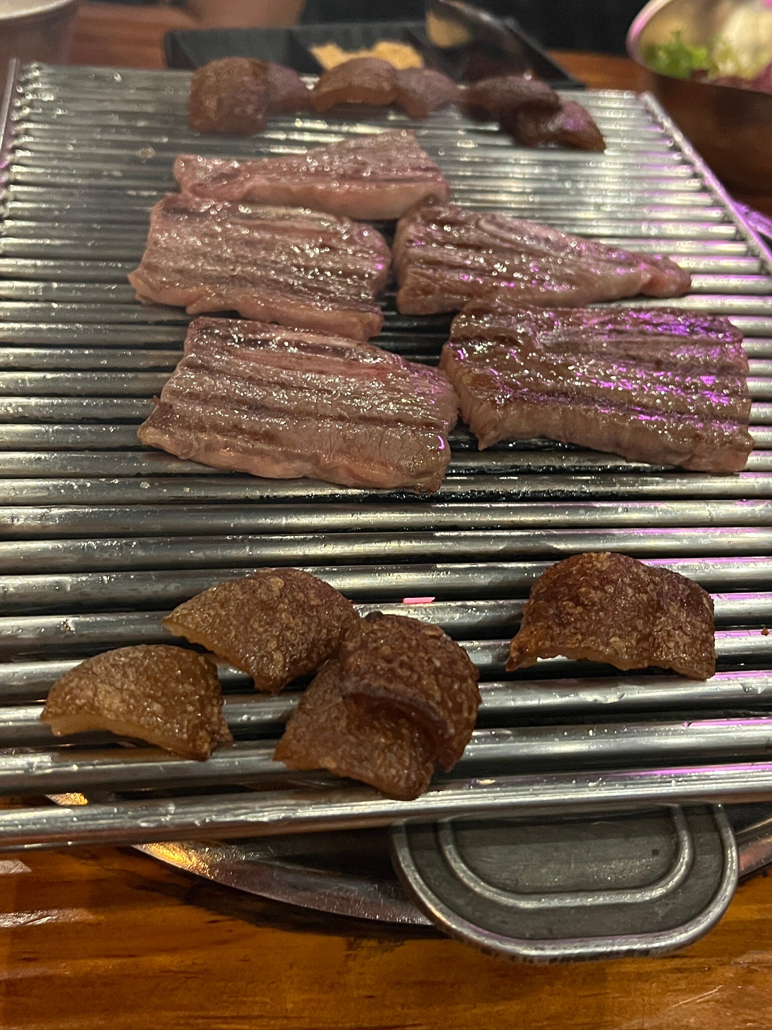 Meat grilling at the table