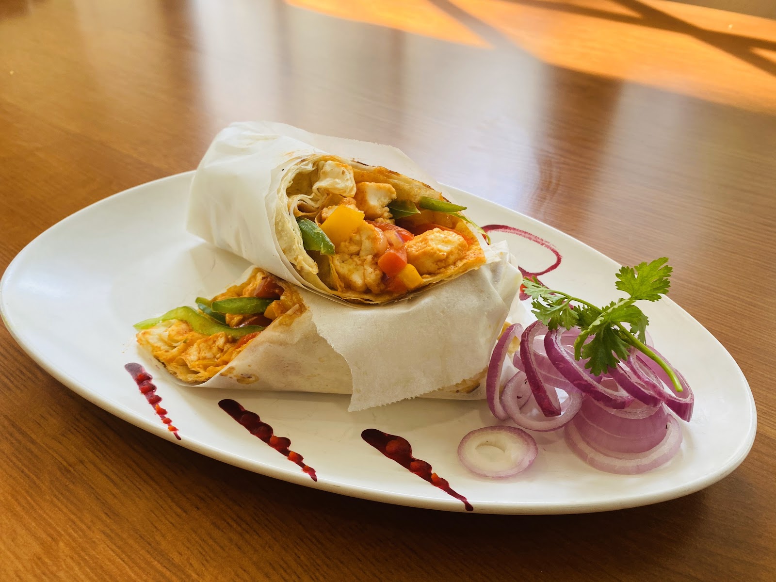 Paneer wraps with red onion