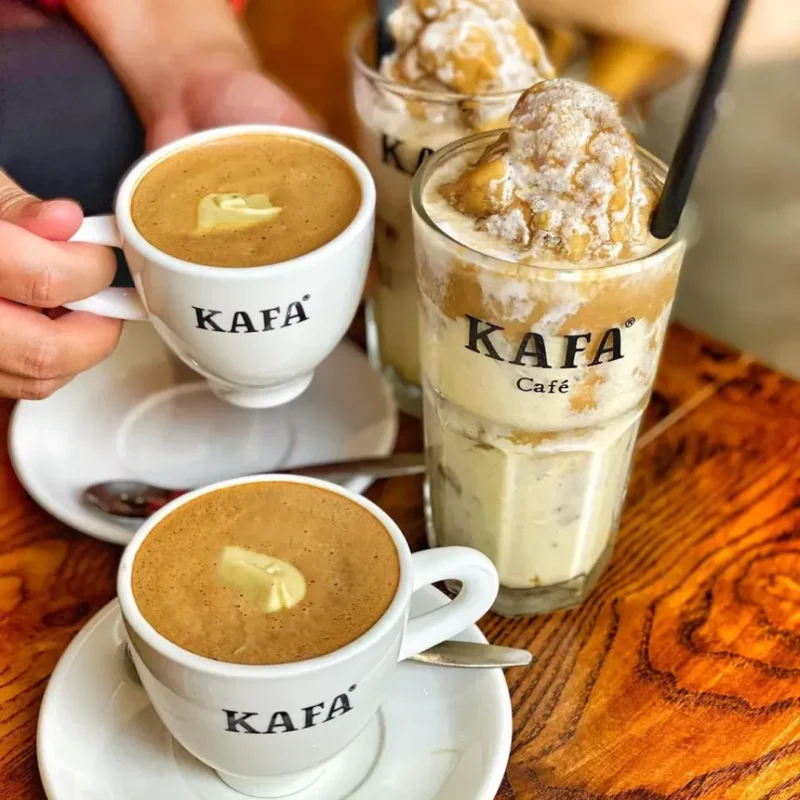 Egg coffees and blended coffees in KAFA glasses