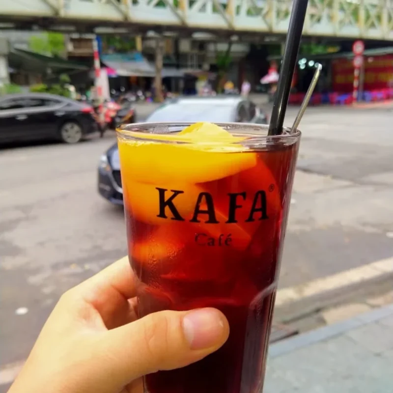 A KAFA tea by the street — bold tea for a Saigon noon