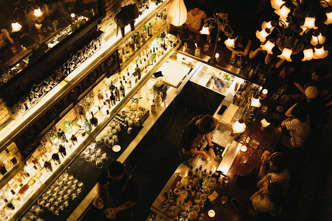 The lantern-lit bar