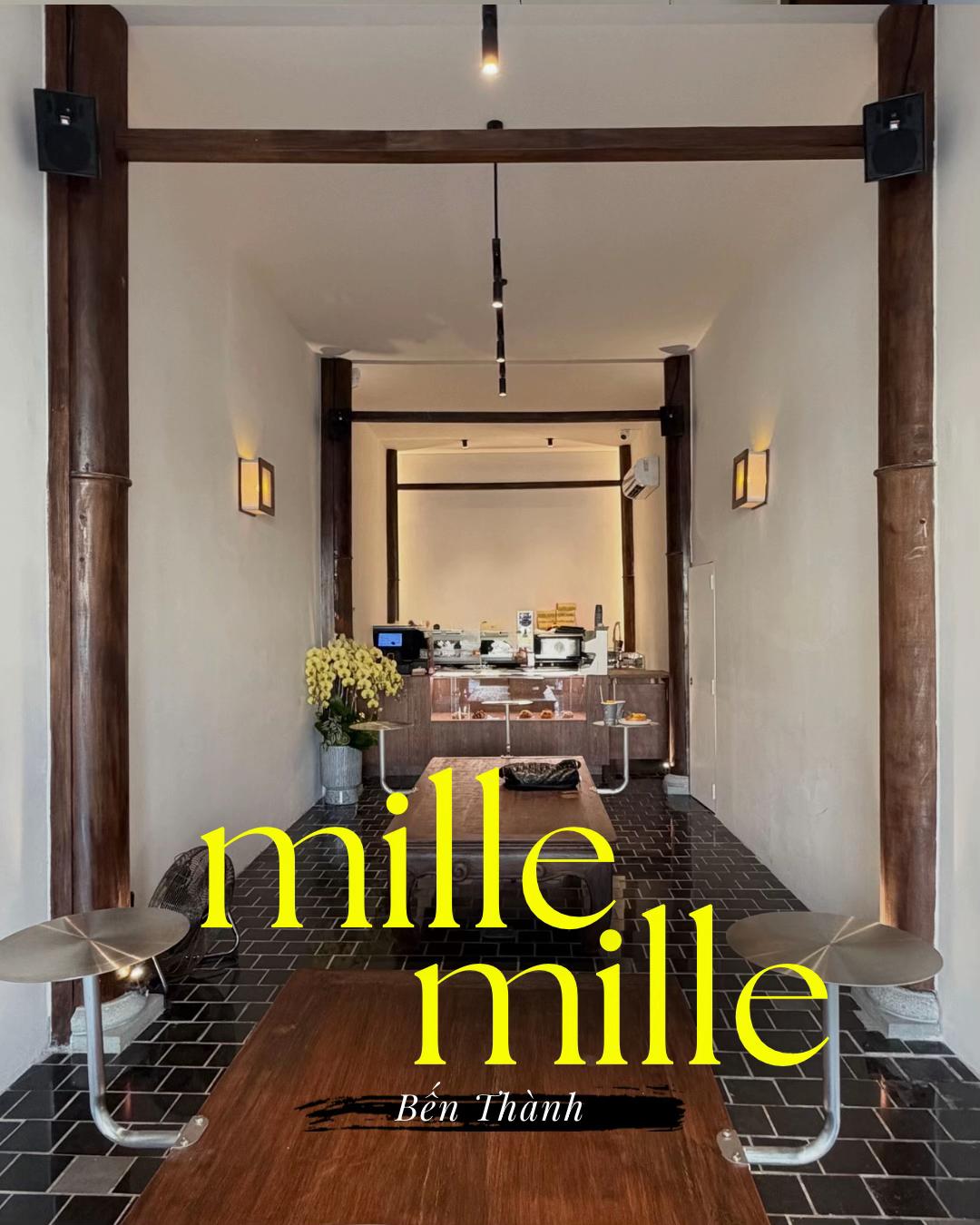 Mille Mille Ben Thanh — the daytime facade: traditional tiled awning, white 3D lettering
