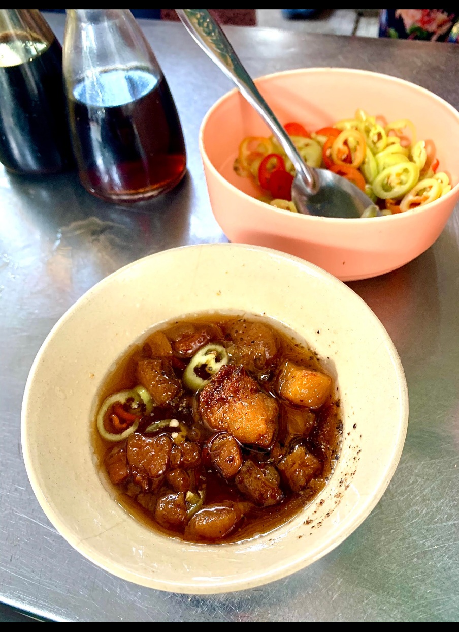 Noodles in clear fish broth