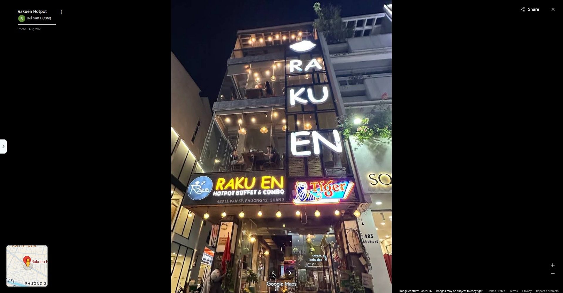Rakuen Hotpot — mặt tiền trên đường Lê Văn Sỹ