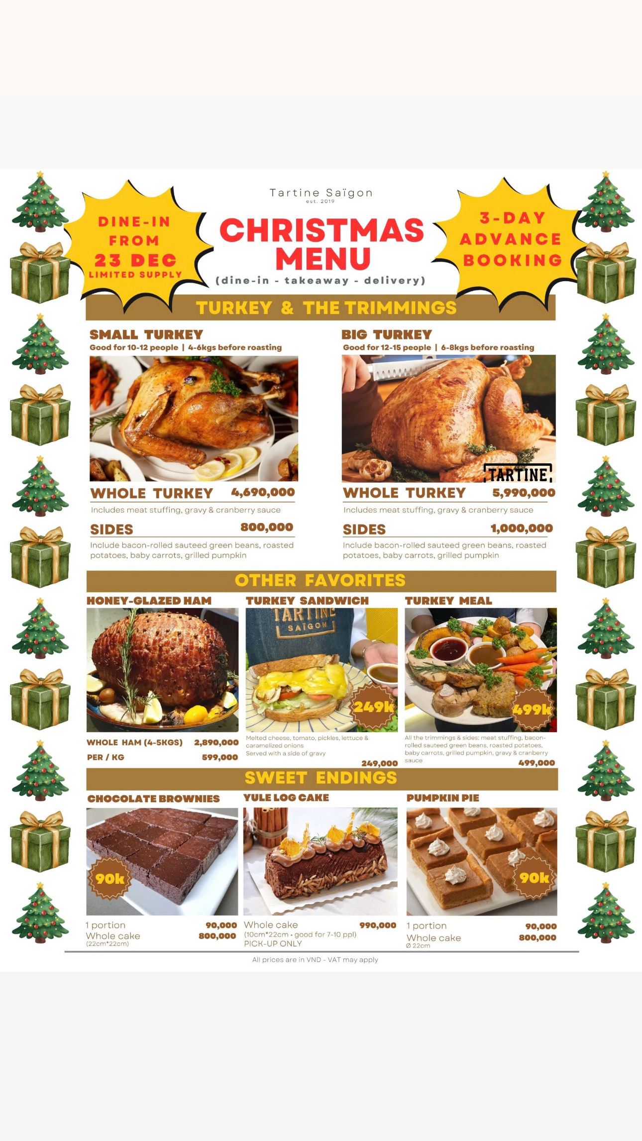 Bảng menu Giáng sinh tháng 12/2025