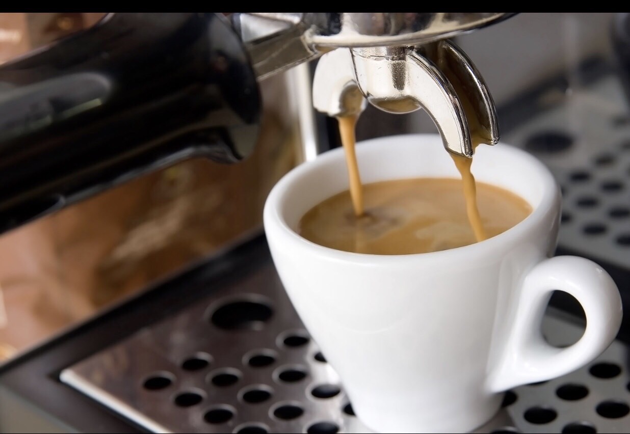 Coffee brewed at the counter